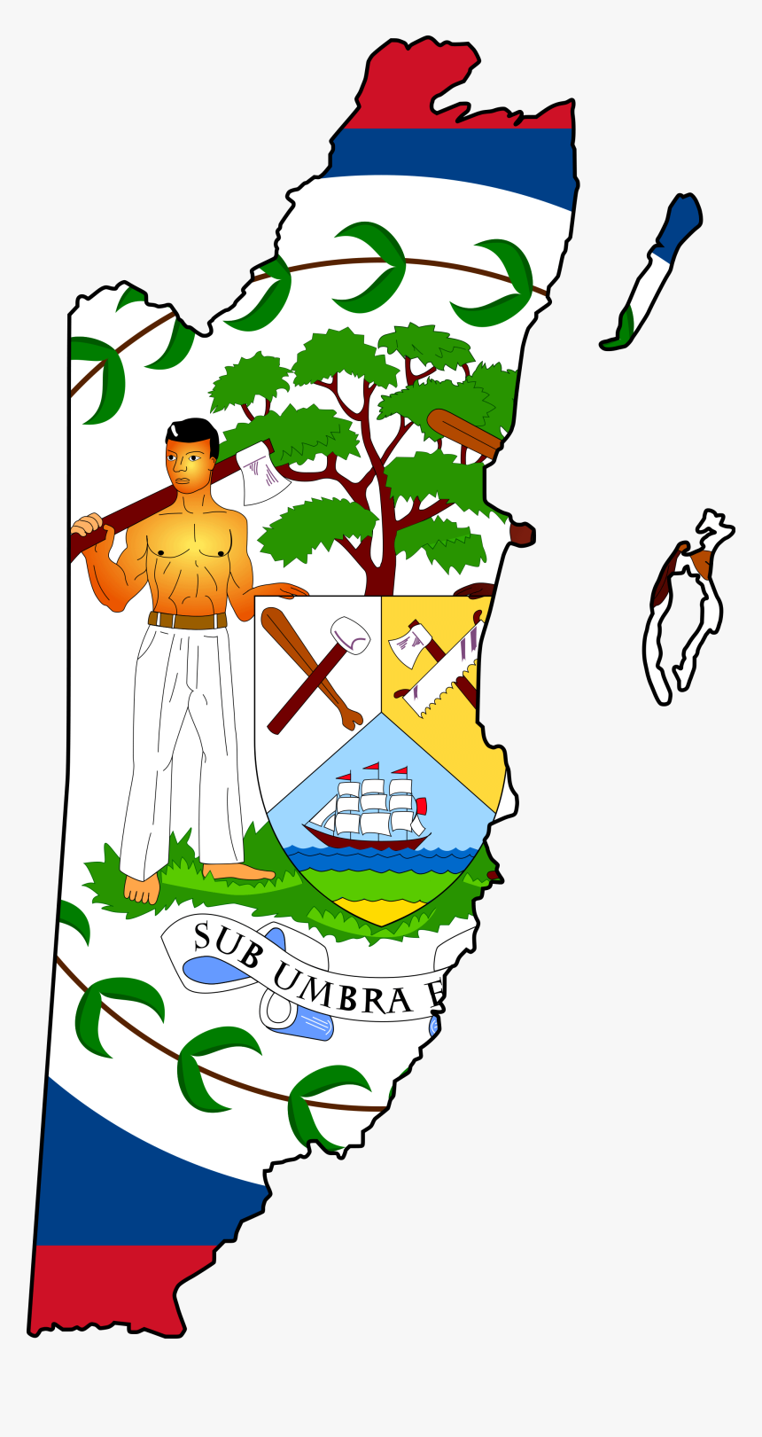 Belize Flag Map, HD Png Download, Free Download