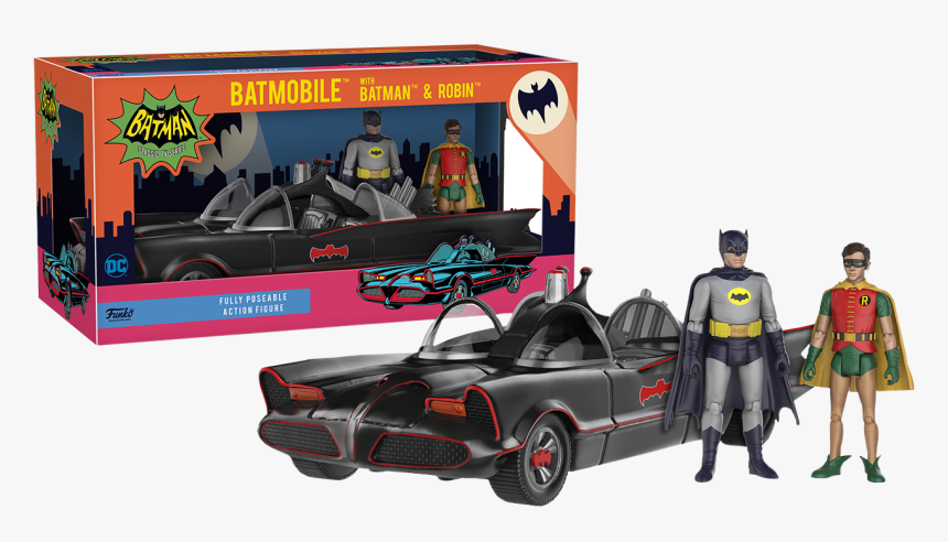 Batman & Robin 1966 Action Figure 2-pack With Batmobile - Batman 66 Funko Figures, HD Png Download, Free Download
