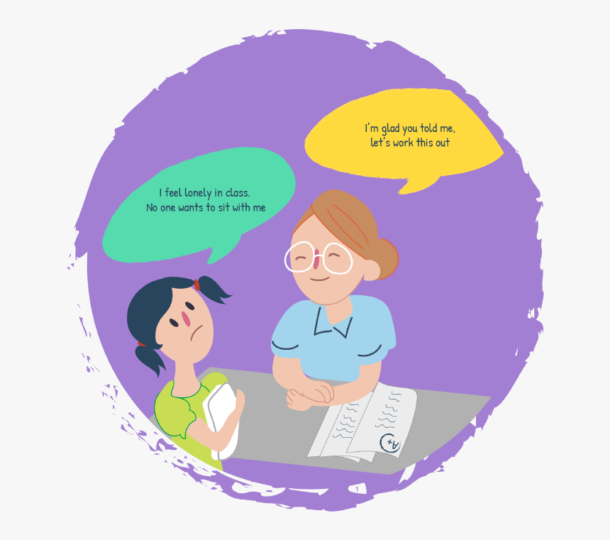 Girl Telling Teacher She Feels Lonely , Png Download - Cartoon, Transparent Png, Free Download