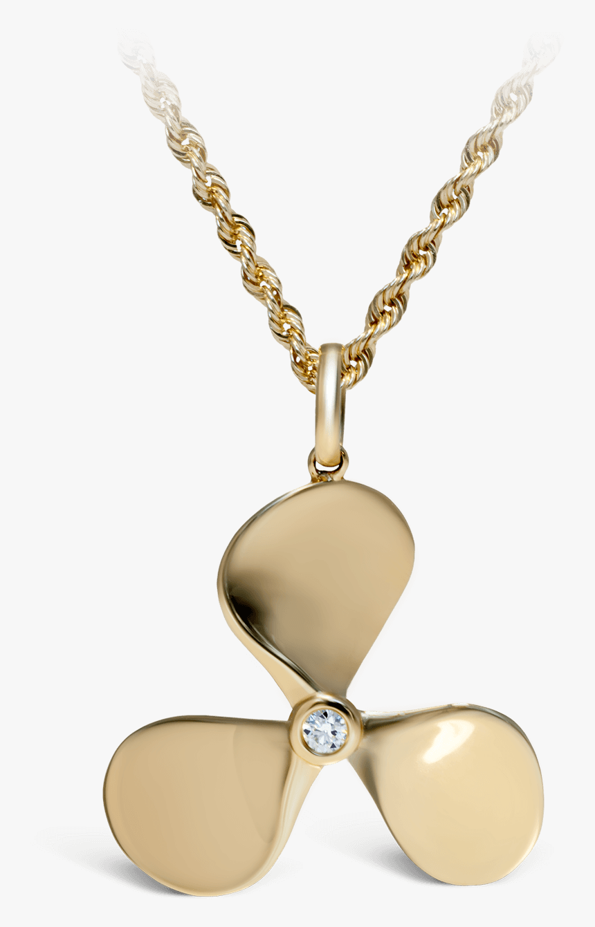 Yellow Gold Diamond Captain Propeller Pendant - Locket, HD Png Download, Free Download