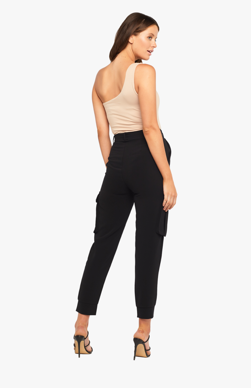 Lana Belted Pant In Colour Caviar - Black And White Jumpsuit Look, HD Png Download, Free Download