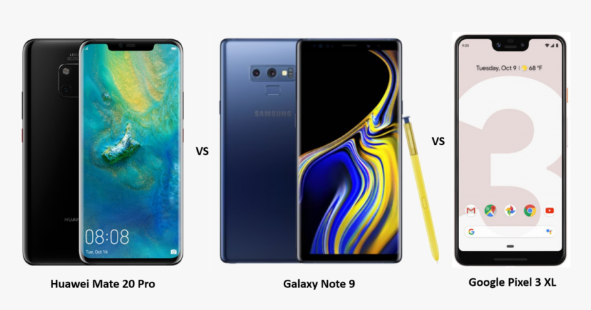 Huawei Mate 20 Pro Vs Samsung Galaxy Note 9 Vs Google - New Note 9 Unlock, HD Png Download, Free Download