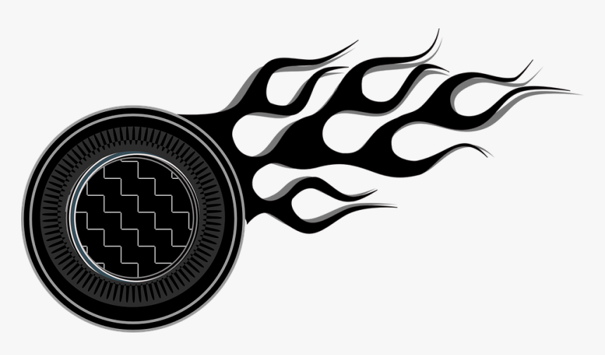Fire, Button, Flame, Wheel, Sports, Heat, Tyre, Burnout - Hot Wheels Wheel Clipart Black And White, HD Png Download, Free Download