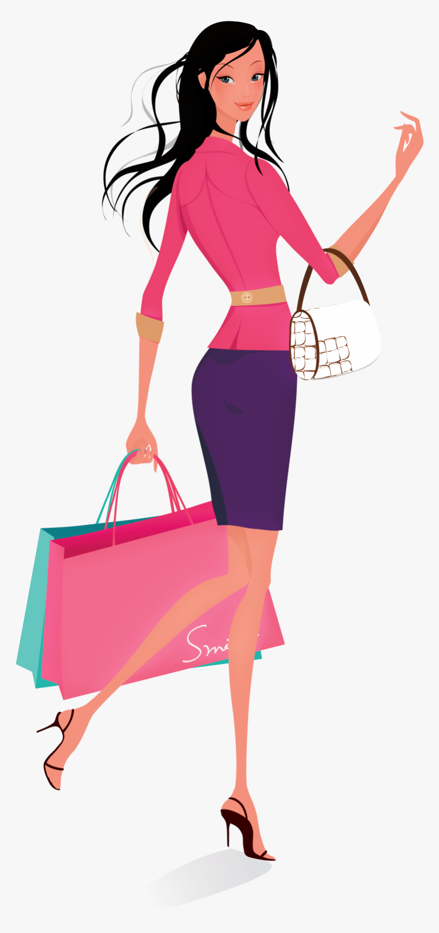 Shopping Women Vector - Women Shopping Illustration, HD Png Download, Free Download