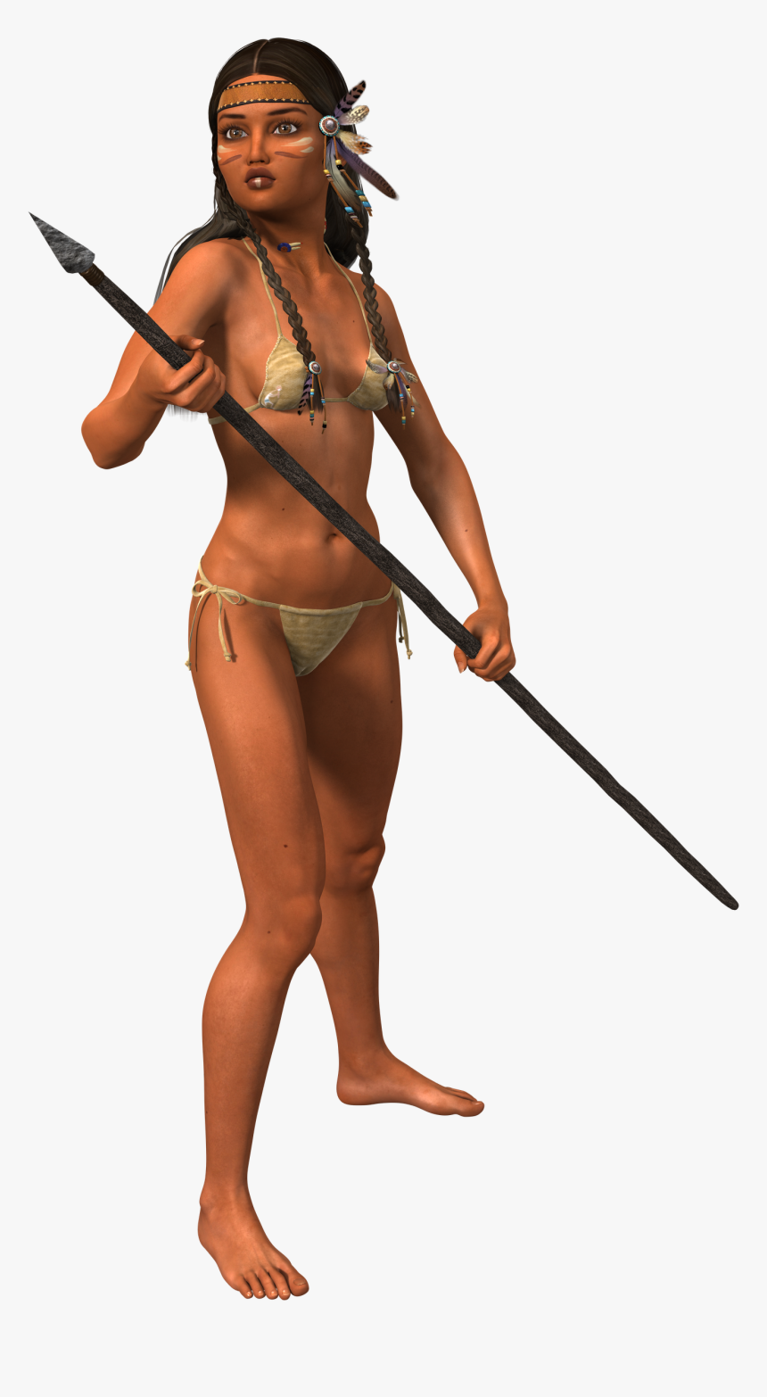 Digital Indian Female Warrior - Female Warrior Clipart, HD Png Download, Free Download