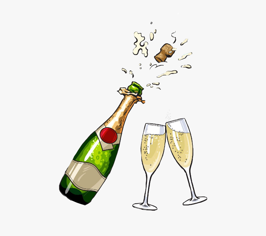 Champagne Bottle Clipart , Png Download - Champagne Bottle Popping Drawing, Transparent Png, Free Download