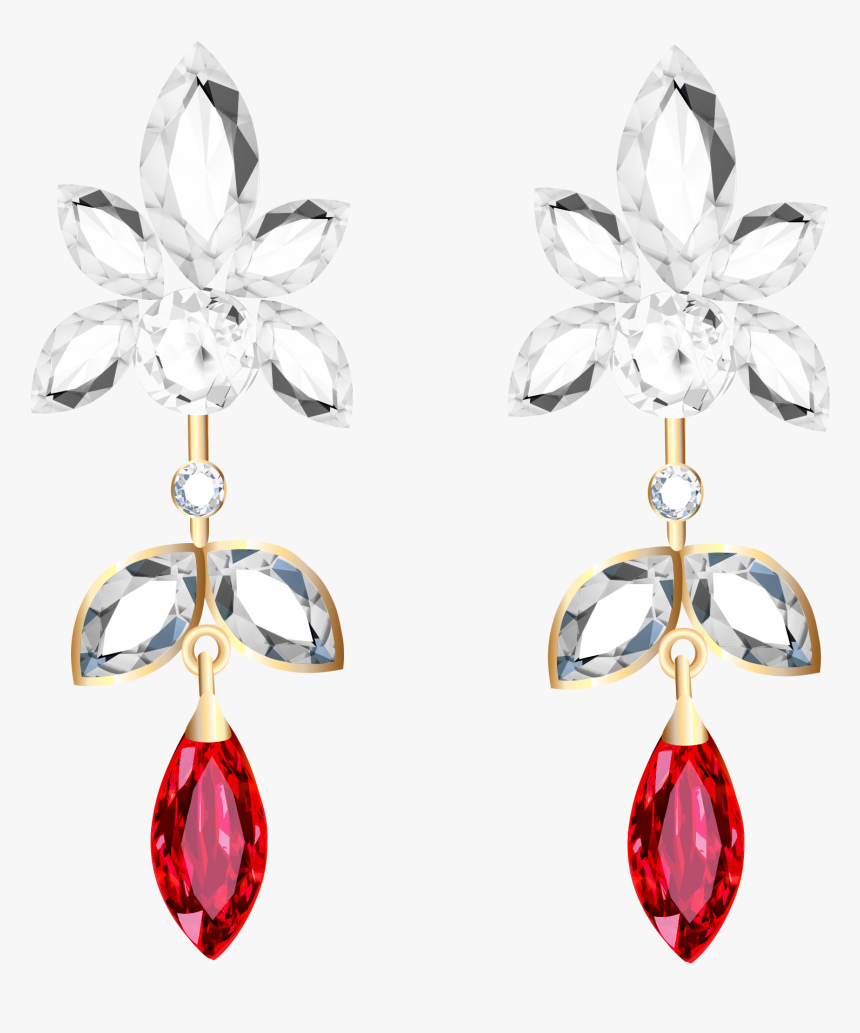 Transparent Diamond And Ruby Earrings Png Clipart - Earrings Clipart Transparent Background, Png Download, Free Download