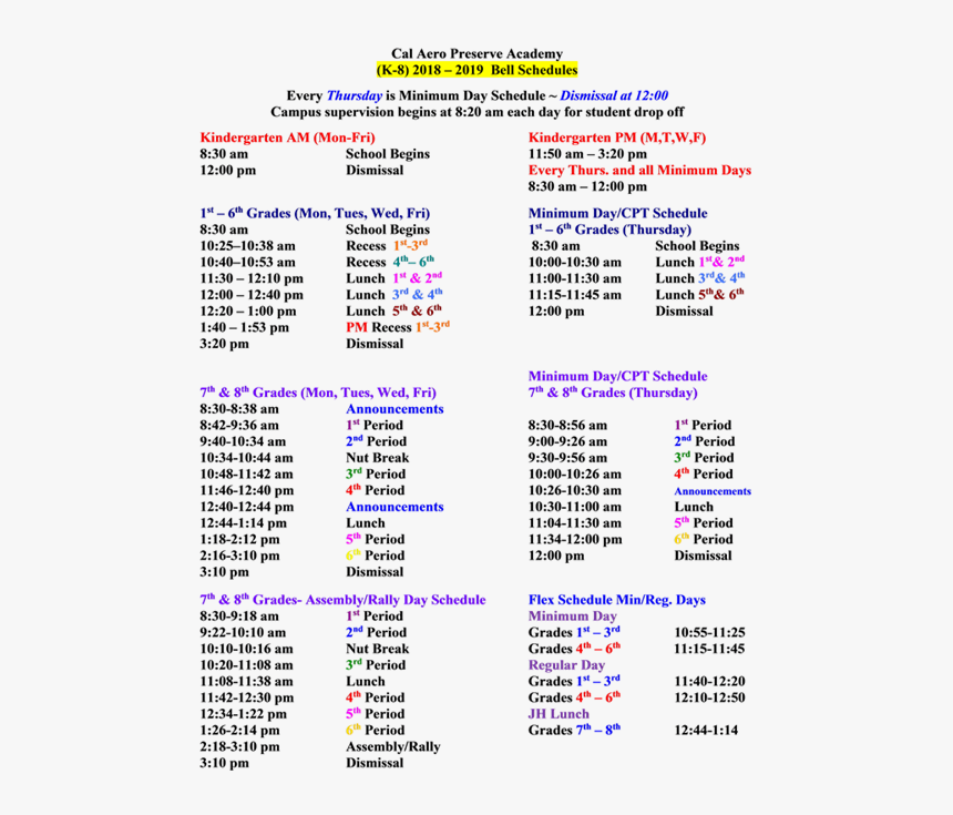 Cal Aero Preserve - Woodcrest Junior High Bell Schedule, HD Png Download, Free Download