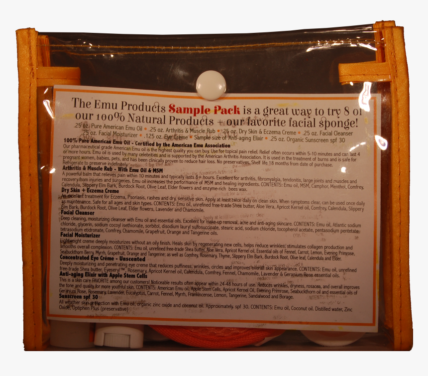 Emulate"s Natural Care Emu Oils Sample Pack - Mail Bag, HD Png Download, Free Download