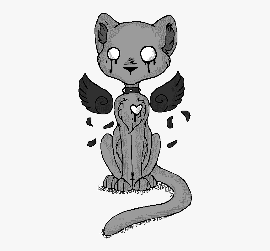Drawing Tumblr Emo - Emo Cat Cartoon, HD Png Download - kindpng