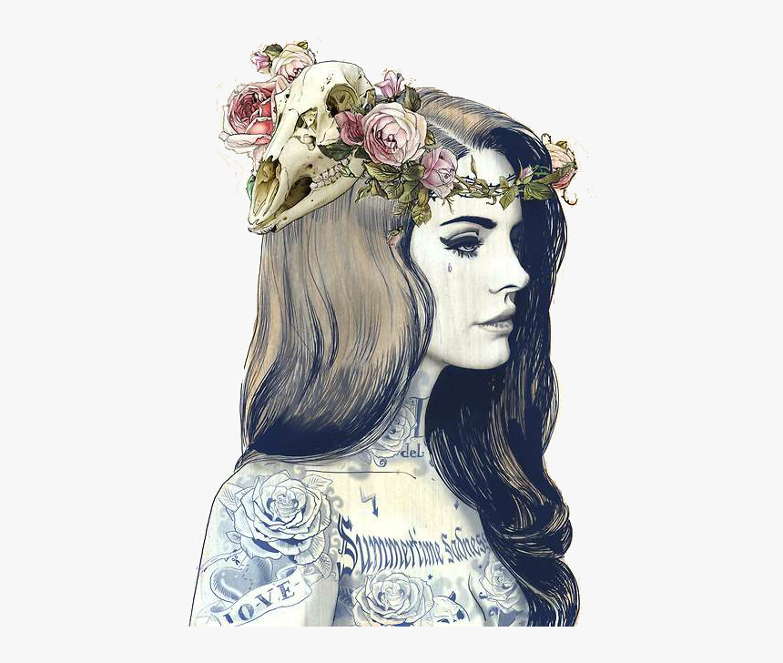 Lana Del Rey, Art, And Drawing Image - Draw Flower In Hair, HD Png Download, Free Download