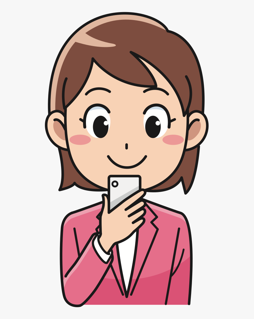 Woman With Smartphone - Man And Woman Cartoon Png, Transparent Png, Free Download