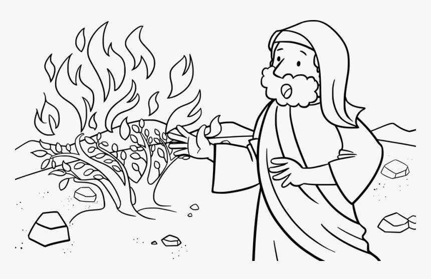 Bible, Moses, Ccx, Story, Storying, Old, God, Judaism - Burning Bush Coloring Page, HD Png Download, Free Download