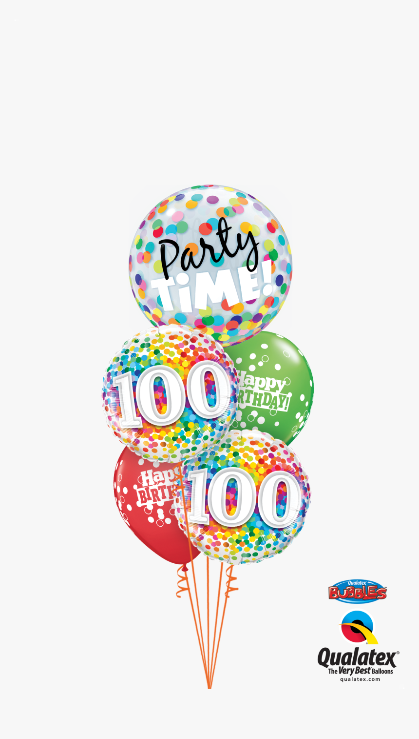 100th Bday Confetti Dots Party Time Bubble Staggered - Happy 100th Birthday, HD Png Download, Free Download