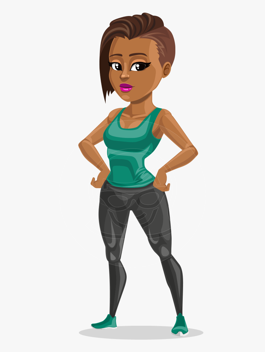 African American Fitness Girl Cartoon Vector Character - African Lady Cartoon Png, Transparent Png, Free Download