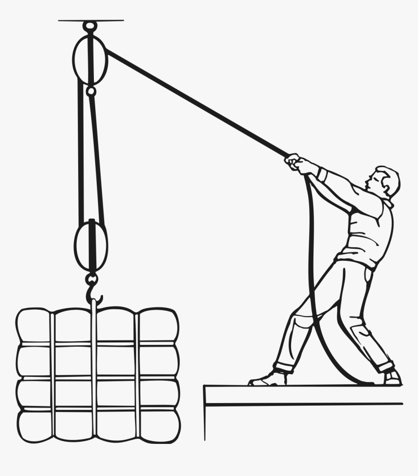 Lever And Pulley Archimedes , Png Download - Black And Tackle Pulley, Transparent Png, Free Download