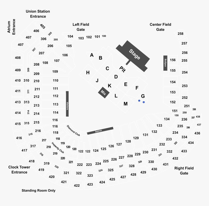 Minute Maid Park Seating Section 124 Row 36, HD Png Download, Free Download