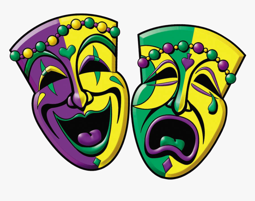 Mardi Gras Comedy And Tragedy - Mardi Gras Masks Png, Transparent Png, Free Download
