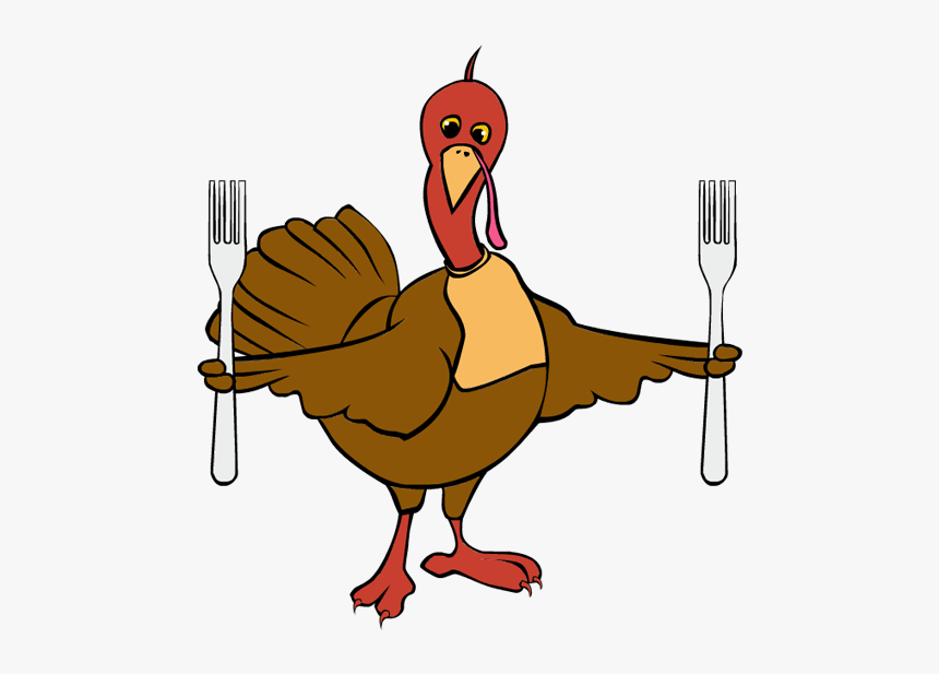 Clip Art Thanksgiving Turkey Forks - Thanksgiving Turkey With Fork And Knife, HD Png Download, Free Download