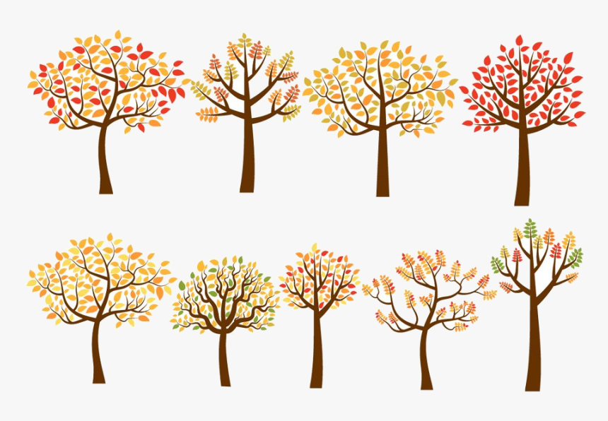 Fall Tree Yellow And Red Trees Clip Art Set Autumn - Autumn Tree Clipart, HD Png Download, Free Download