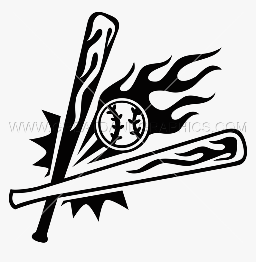 Transparent Baseball Bat Clip Art - Baseball Flames Clip Art, HD Png Download, Free Download