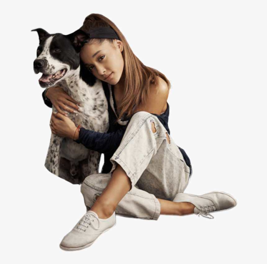 Transparent Sitting Clipart - Ariana Grande And Dog, HD Png Download, Free Download