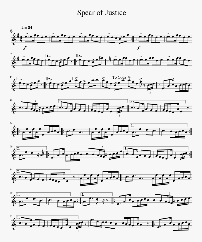Spear Of Justice Tenor Sax Sheet Music, HD Png Download, Free Download