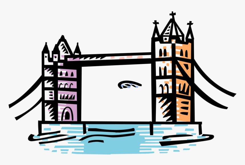 Vector Illustration Of Tower Bridge Bascule And Suspension - London Bridge Vector Png, Transparent Png, Free Download