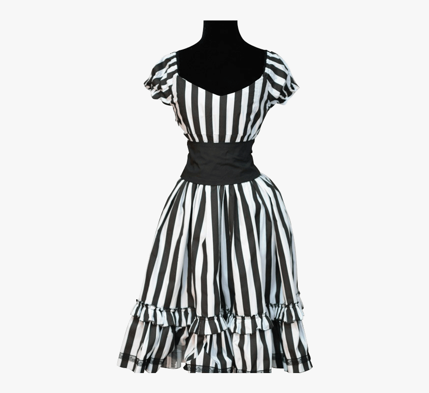 Gothic Black And White Striped Dress - Black And White Gothic Dress, HD Png Download, Free Download