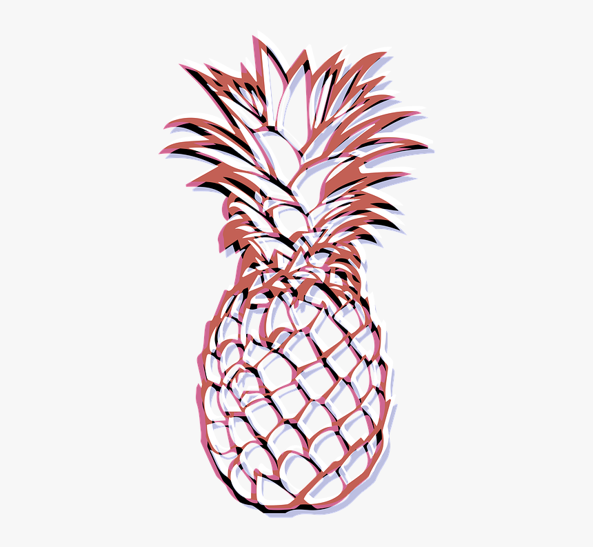 White, Pineapples, Fruits, Yellow, Green, 3d, Colors - Outline Picture Of Pineapple, HD Png Download, Free Download