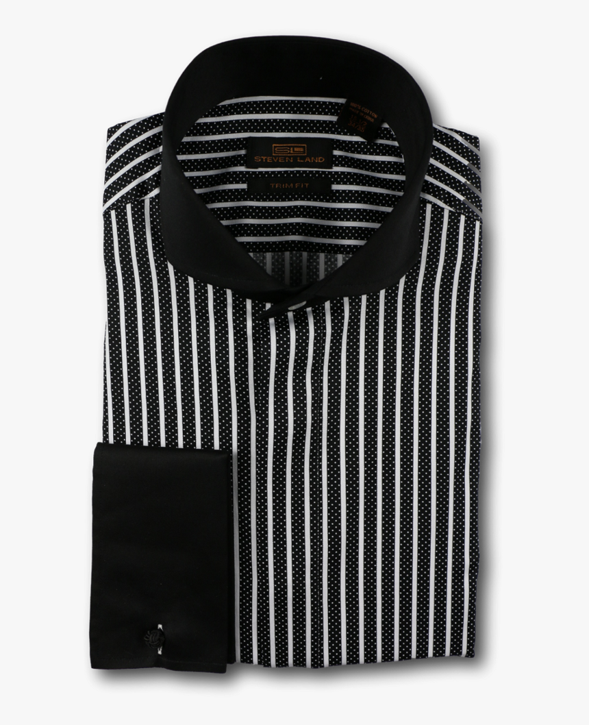 Steven Land Mens Black White Stripe Design Black Collar - Black Shirt New Design For Men, HD Png Download, Free Download