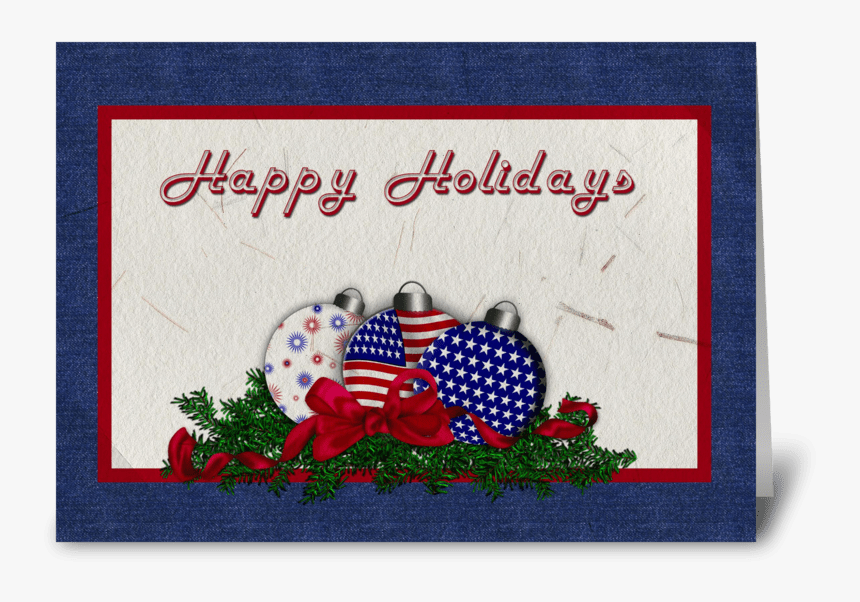 Patriotic Christmas Ornaments Greeting Card - Patriotic Christmas Cards, HD Png Download, Free Download