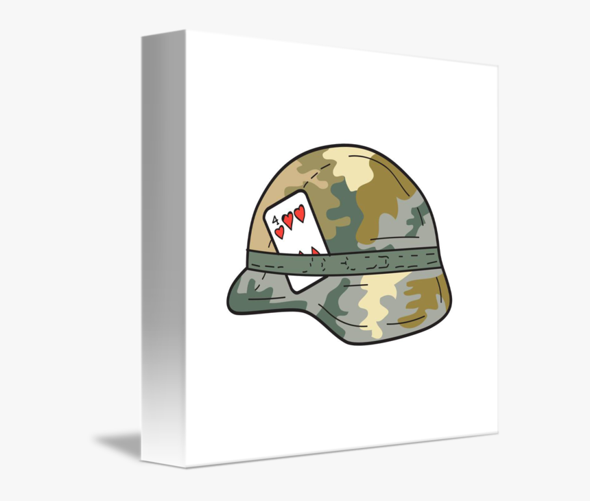 Us Army Helmet Of Hearts Playing Card Drawing - Drawing Of A Soldier Helmet, HD Png Download, Free Download