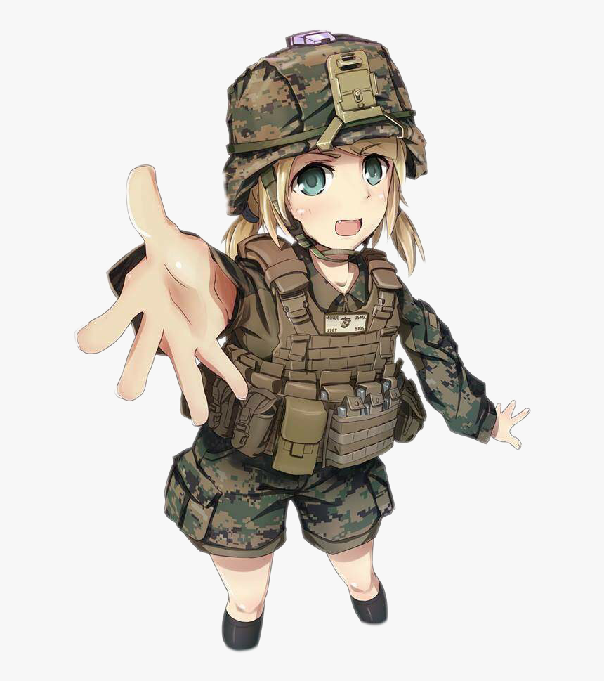 #gun #animegirl #marines #soldier #army #freetoedit - Soldier Anime Girl Png, Transparent Png, Free Download