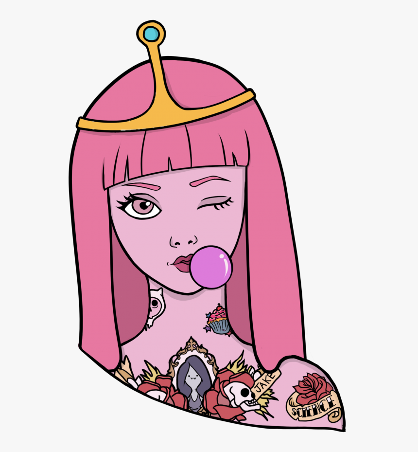 #princess #bubblegum #adventure Time #picsart #freetoedit - Princess Bubblegum With Tattoo, HD Png Download, Free Download