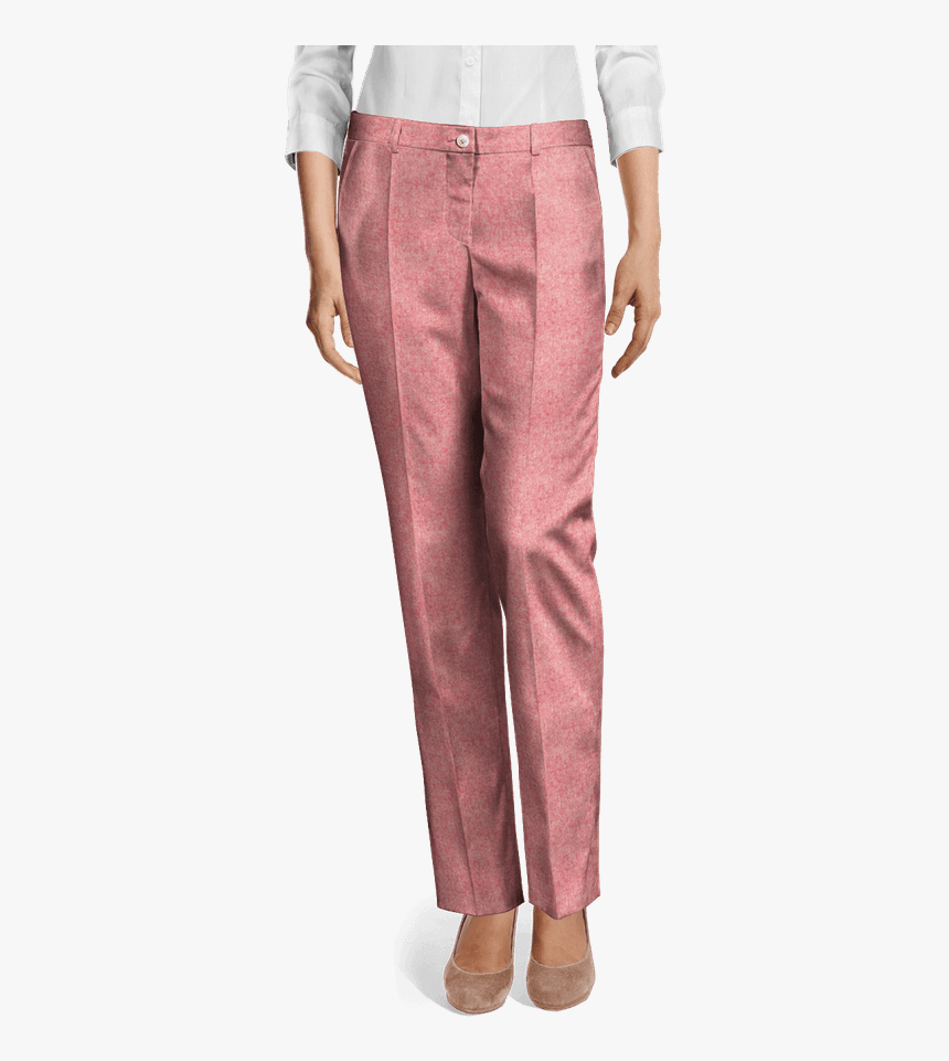 Light Pink Tweed Flat Front Dress Pants View Front - Tweed Hosen Damen, HD Png Download, Free Download