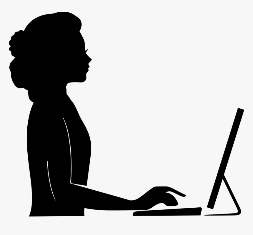 Woman On Computer Silhouette , Transparent Cartoons - Png Silhouette Woman Working, Png Download, Free Download