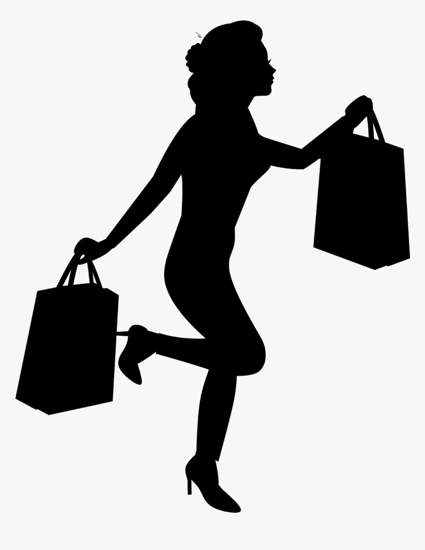 Illustrations Of Woman Holdinh Shopping Bags Silhouette - Briefcase, HD Png Download, Free Download