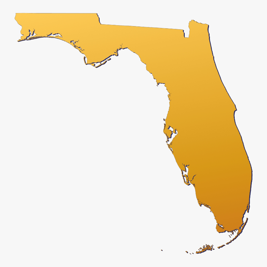 Florida Map Isolated On White Background Silhouette - State Of Florida Png, Transparent Png, Free Download