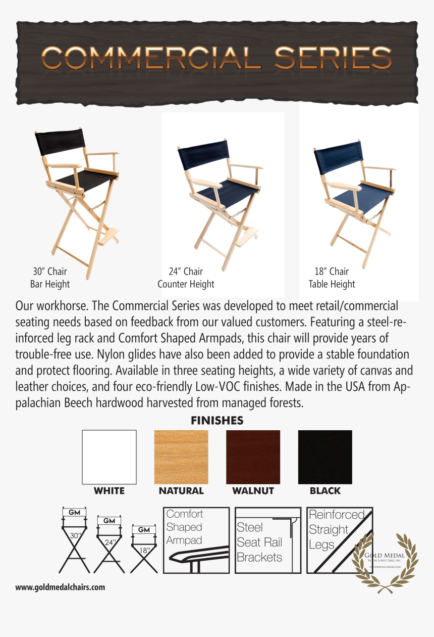 Gold Medal Director"s Chair Catalog Commercial Page - Chair, HD Png Download, Free Download