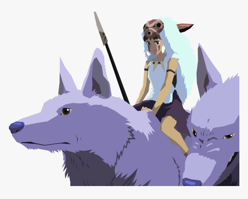 Princess Mononoke - Cartoon - Base Wolf And Girl, HD Png Download, Free Download