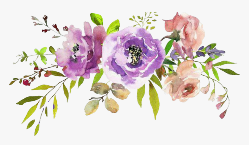 Watercolor Clipart Muted Blooms - Purple Watercolor Flowers Png, Transparent Png, Free Download