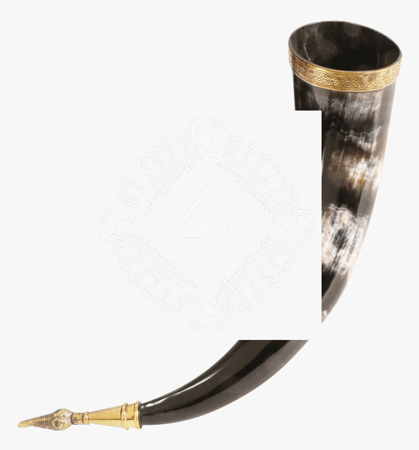 Drinking Horn Of Jarl With Leather Holster - Ornate Drinking Horn, HD Png Download, Free Download