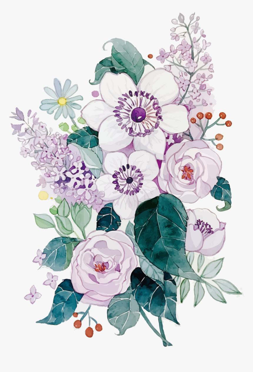 Flower Watercolor Vector Design Floral Painting Clipart - Free Flowers Watercolor Vector, HD Png Download, Free Download