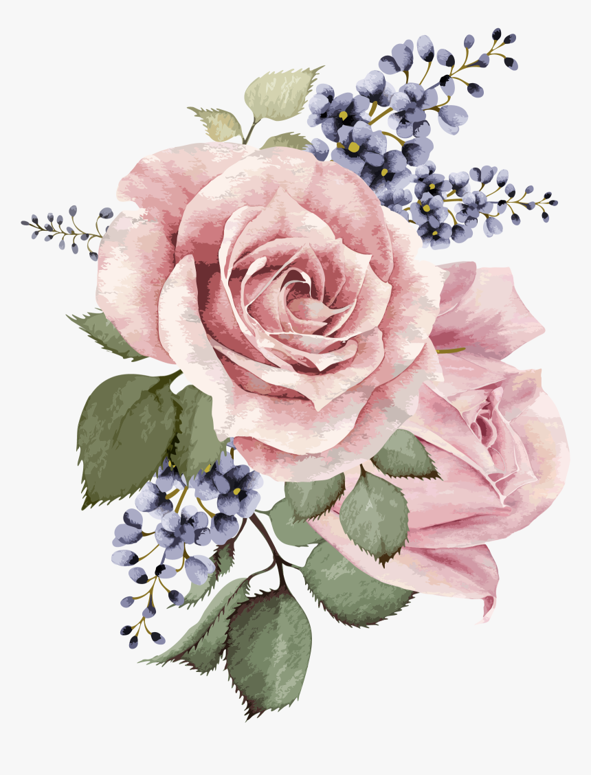 Transparent Vintage Floral Png - Watercolor Flowers Transparent Background, Png Download, Free Download