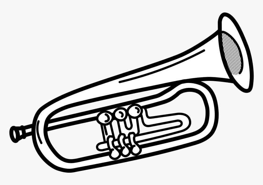 Clip Art Drawing Of A Trumpet - Trumpet Black And White Clipart, HD Png Download, Free Download