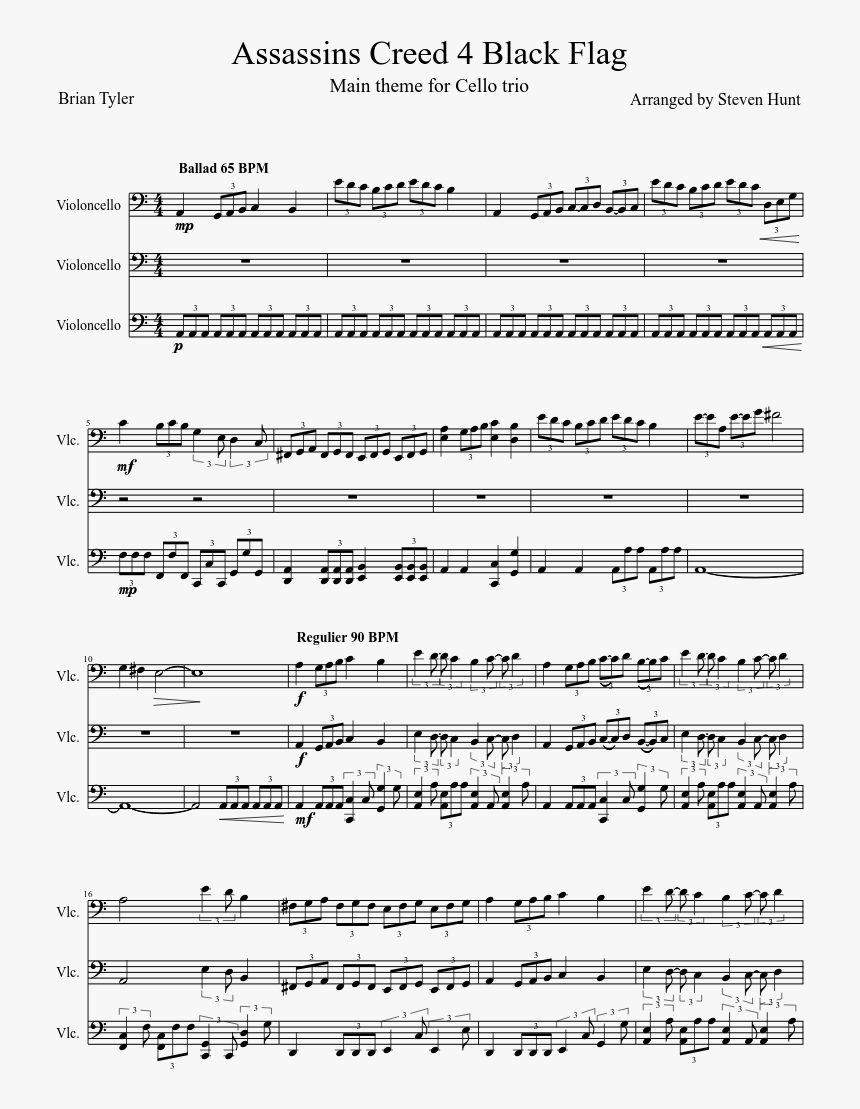 Assassins Creed 4 Sheet Music Cello, HD Png Download, Free Download