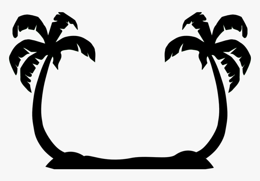 Palm Trees, Facing, Black Silhouettes, Beach - Palm Trees Clip Art Free, HD Png Download, Free Download