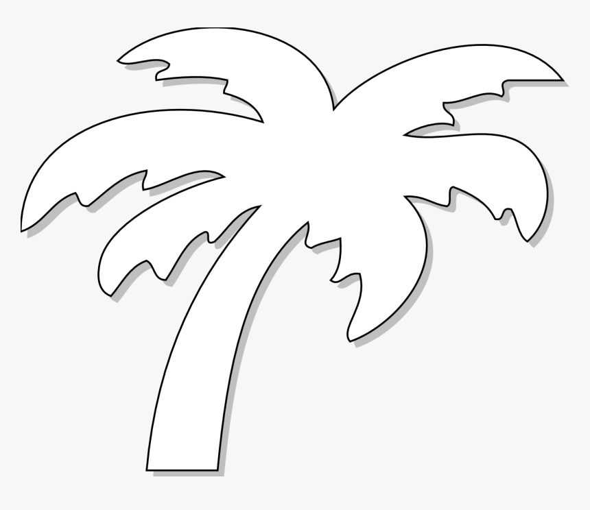 Palm Tree Symbol Black White Line Art Tattoo Tatoo - White Tattoo Art On Black Background, HD Png Download, Free Download