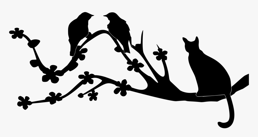 Love Bird Silhouette Branch Diy Canvas Wall Art Native - Branch Silhouette Clip Art, HD Png Download, Free Download